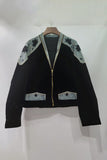 Embellished Denim Patch Velvet Jacket