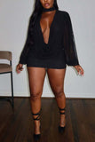 Plunge Neck Mini Dress