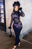 Sheer Mesh Embellished Maxi Dress