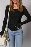 Exposed Seam Ribbed Long Sleeve Top