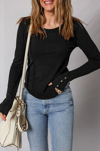 Exposed Seam Ribbed Long Sleeve Top