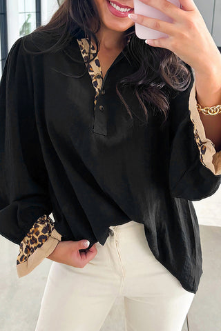 Dynamic Leopard-Trim Blouse