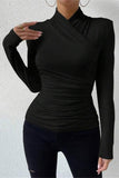 Elegant Draped Long Sleeve Top