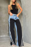 High-Waist Contrast Casual Pants