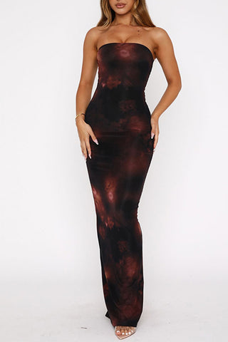 Strapless Floral Maxi Dress