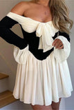 Off-Shoulder Tie-Front Casual Dress