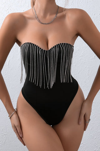 Rhinestone Embellished Camisole Bodysuit