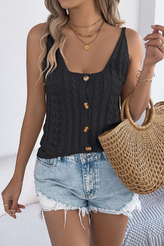 Button-Front Knit Tank Top