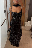 Polka Dot Halter Maxi Dress