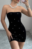Strapless Pearl-Embellished Mini Dress