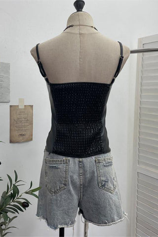 Strap-Detail Corset Tank Top