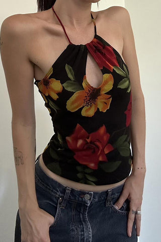 Halter Floral Print Cami Top