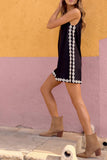 Embroidered Sleeveless Shift Dress