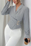 Striped Wrap V-Neck Top
