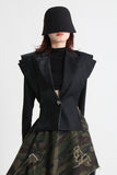 Structured Blazer with Unique Shoulder Design