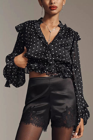 Lace-Trimmed Casual Shorts