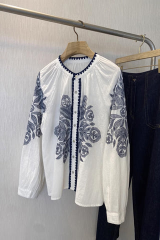 Bohemian Button-Front Blouse