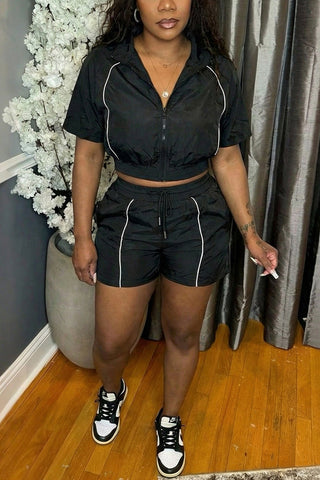 Zip-Up Short Set with Athletic Vibes