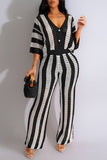 Striped Button-Front Pants Set