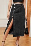 Button-Down Skirt with Slit