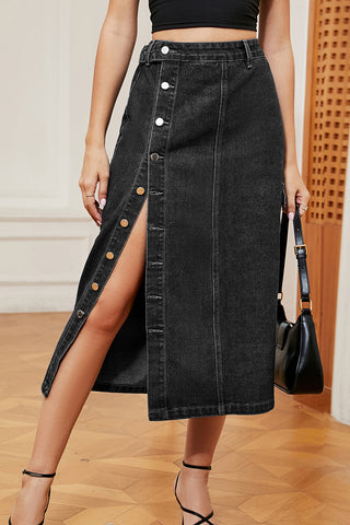 Button-Down Skirt with Slit