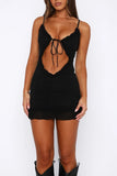 Lace-Trim Cutout Mini Dress