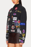 Patchwork Denim Jacket with Patterns
