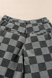 Checkered Wide Leg Casual Pants