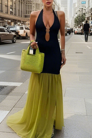 Halter Neck Casual Dress with Cutout Design