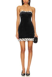 Strapless Mini Dress with Polka Dot Trim
