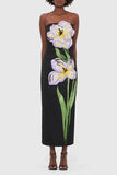 Strapless Floral Midi Dress