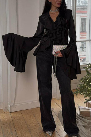 Ruffled Bell Sleeve Blouse