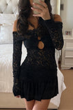 Lace Insert Off-Shoulder Casual Dress