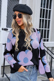 Floral Patterned Knit Sweater