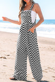 Checkered Wide-Leg Overalls