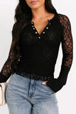 Sheer Lace Long Sleeve Henley Top