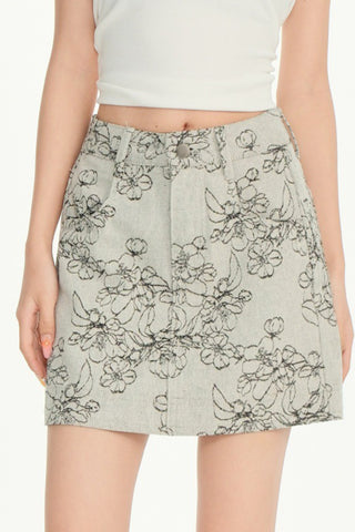 Vintage Washed High-Waist Mini Skirt