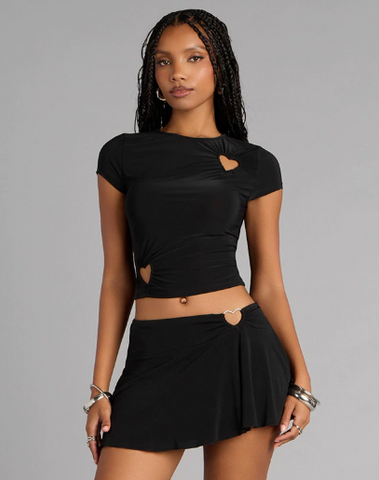 Heart Cutout Skirt Set