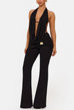 Halter Neck Top and Flared Pants Set