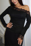 Elegant Lace Trim One-Shoulder Top