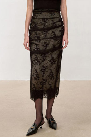Elegant Lace Midi Skirt