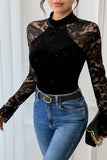 Lace Sleeve Embellished Bodysuit