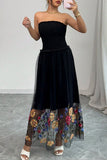 Floral Overlay Strapless Dress