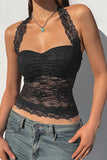 Lace Halter Neck Tank Top