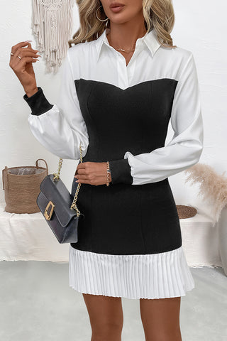 Contrast Collar Bodycon Dress