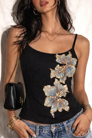 Floral Embellished Tank Top