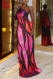 Strappy Abstract Evening Gown