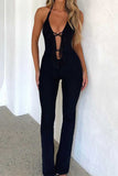 Halter Plunge Neckline Jumpsuit