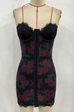 Strapless Lace Trim Mini Dress