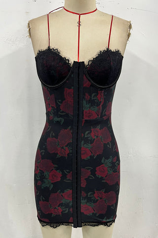 Strapless Lace Trim Mini Dress